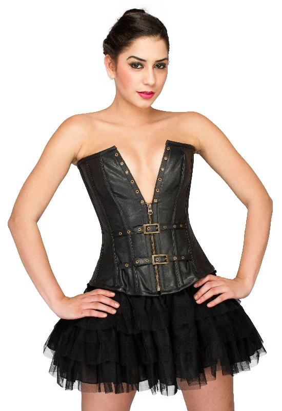 Corset in soft gray-Black Satin Tutu Skirt