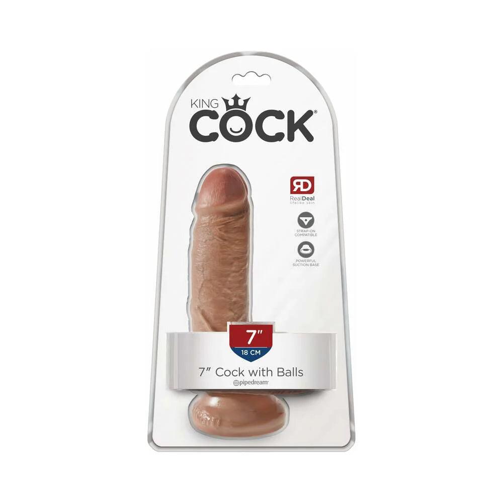 rainbow-dildo-Pipedream King Cock 7 in. Cock With Balls Realistic Suction Cup Dildo