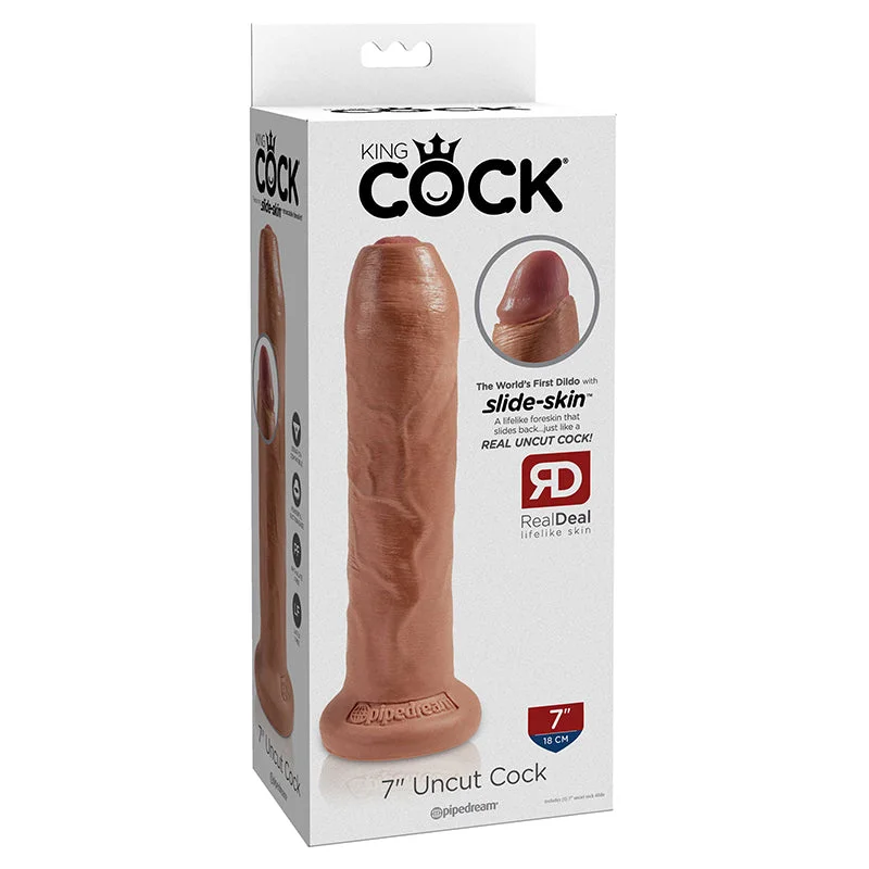 veined-dildo-King Cock 7 inches Uncut Dildo Tan