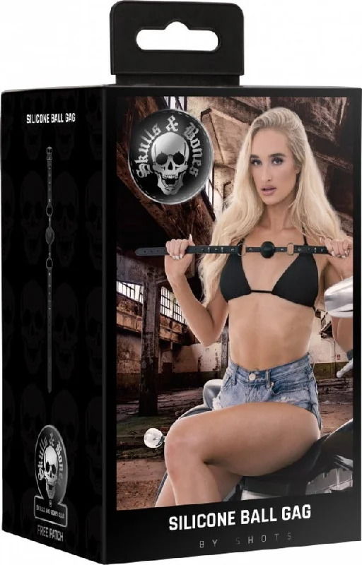 Sex toys for playful intimacy-Ouch! ''Skull & Bones'' Ball Gag -Black