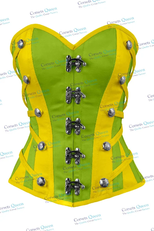 Corset for posture improvement-Phineas Satin Overbust Corset With Buckles