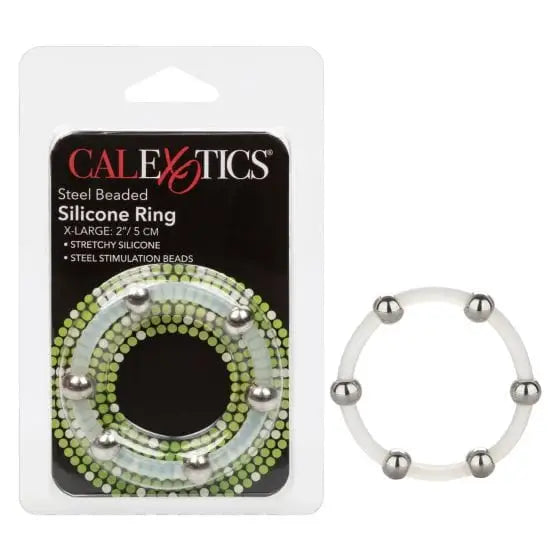 cock ring subtle accent-Steel Beaded Silicone Ring Xl