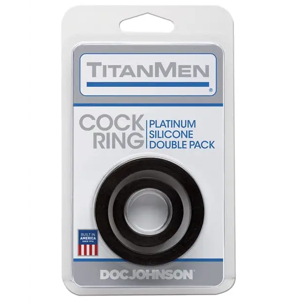 cock ring refined-Titanmen Platinum Silicone Cock Ring - Black Pack Of 2