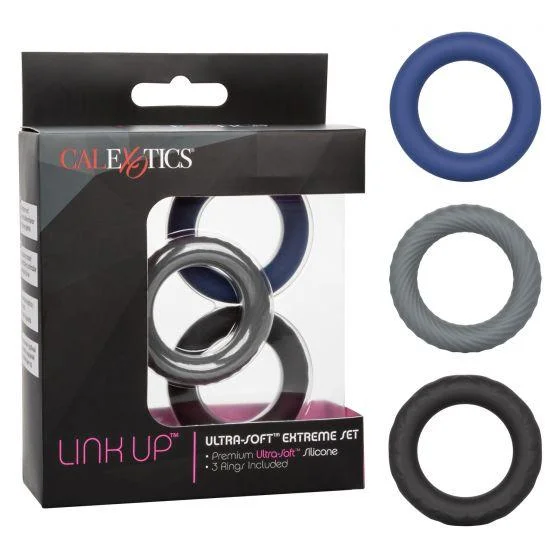 cock ring hipster-CALEXOTICS LINK UP ULTRA SOFT CLIMAX DARK SET COCK RINGS