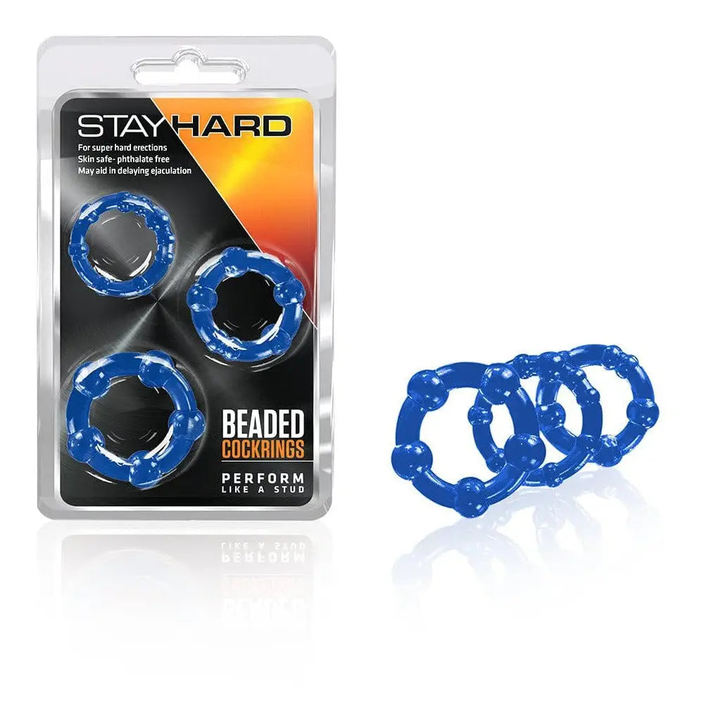 cock ring stocking stuffer-Blush Stay Hard Beaded Cock Rings 3 Pack