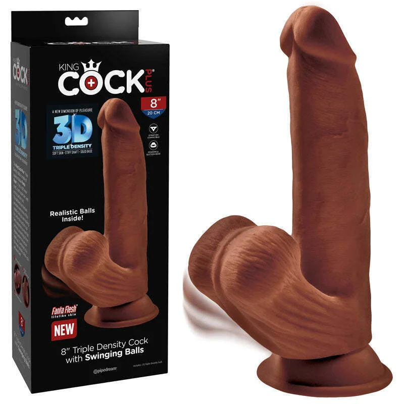 fantasy-dragon-dildo-King Cock 3D 8' | Triple Density Cock | Swinging Balls | Tan |  Fanta Flesh Masterpiece