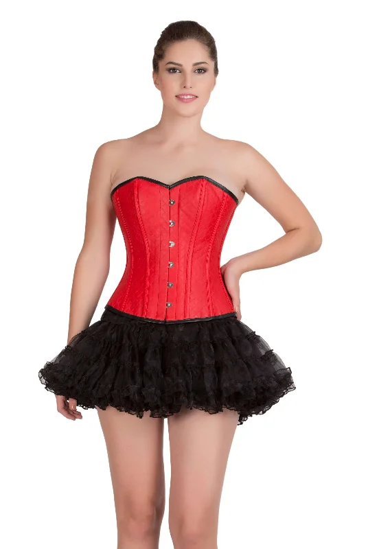 Corset in pale gold-Red Leather Gothic Steampunk Waist Training Bustier Overbust Corset Valentine Top