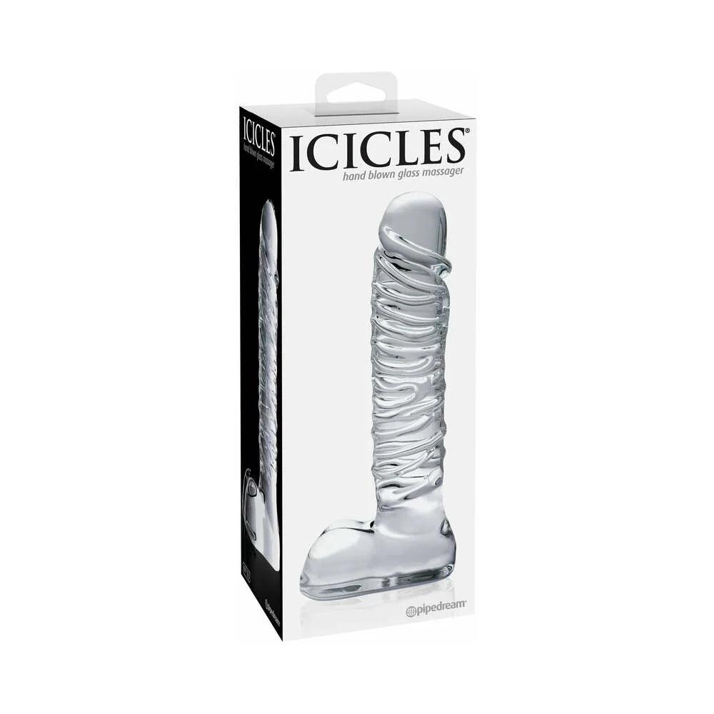 eco-friendly-dildo-Pipedream Icicles No. 63 Ribbed Realistic 8.5 in. Glass Dildo