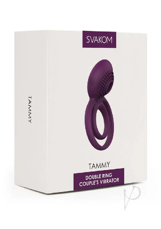 Vibrator custom vibes-Svakom Tammy Purple Double-Ring Clitoris Stimulating Couple's Penis Ring Vibrator