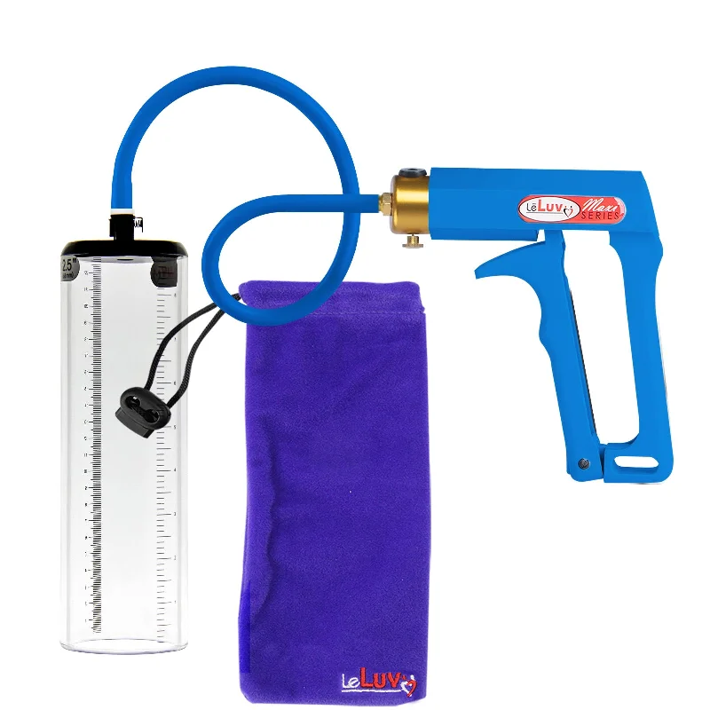 cock ring hidden gem-LeLuv Maxi Premium Penis Pump - Blue Handle with Silicone Hose - Thick-Walled Cylinders