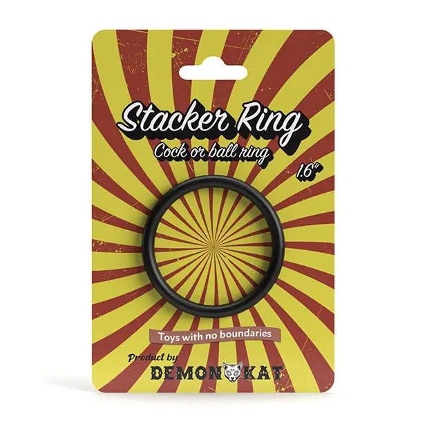 cock ring reward-Demon Kat Stacker Ring - Black