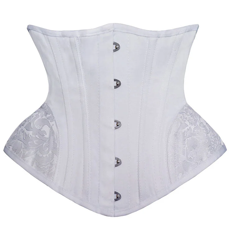 Corset with sheer overlay-Tanya Waist Taming White Underbust Corset