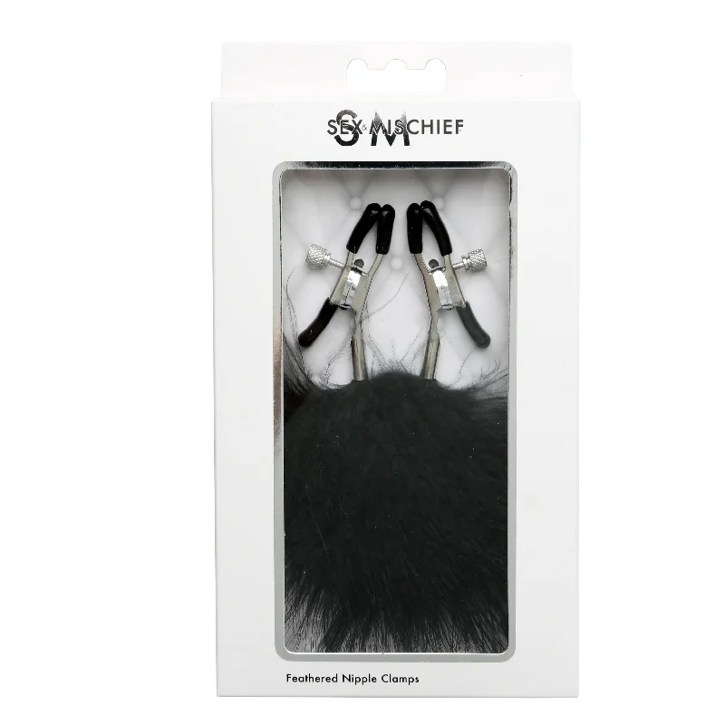 BDSM toy paddle sales-Sex and Mischief Feathered Nipple Clamps