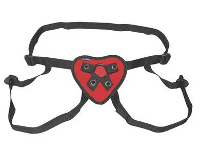 Vibrators with dual motors-Red Heart Strap-On Harness