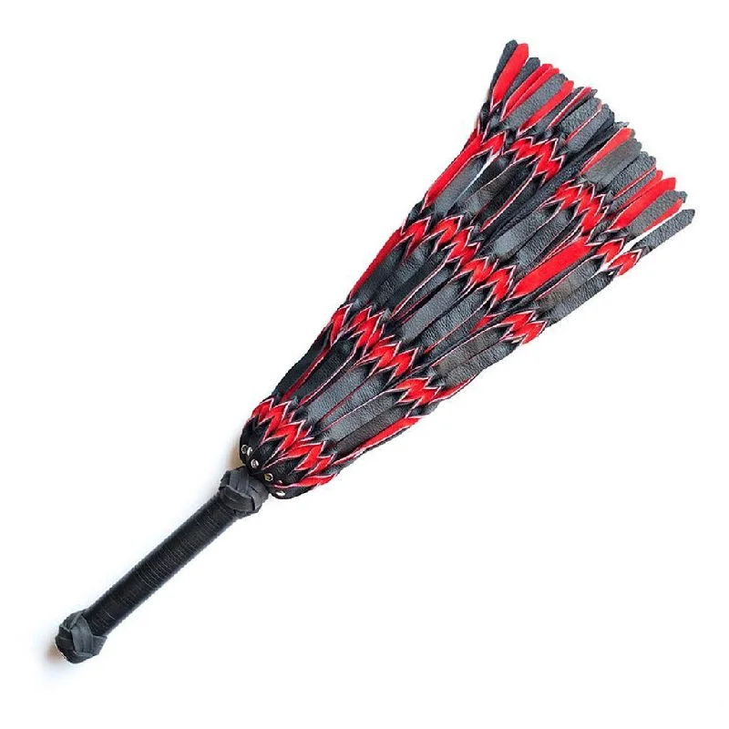 Budget BDSM toy starters-Braided Leather Flogger, Red & Black