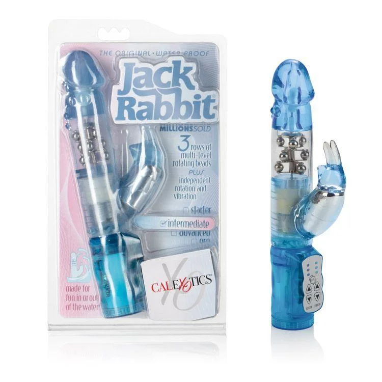 Vibrator sleek finish-California Exotics - The Original Waterproof 3 Rows Jack Rabbit Vibrator Intermediate (Blue)