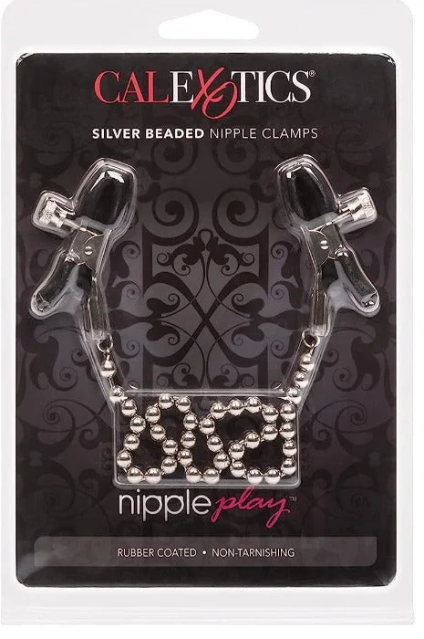 Rechargeable cock rings-Calex ''Silver Beaded'' Nipple Clamps