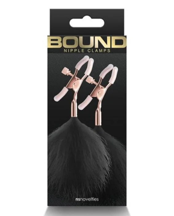 Sex toys with soft tips-Bound ''F1'' Feather Nipple Clamps -Black