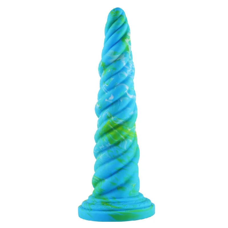 BDSM toy clamp designs-Hismith 10.12in Awl Shape Mixed Colors Silicone Dildo with Suction Cup