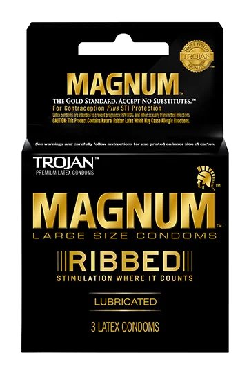 Vibrating toys with patterns-Trojan Magnum Ribbed Condoms