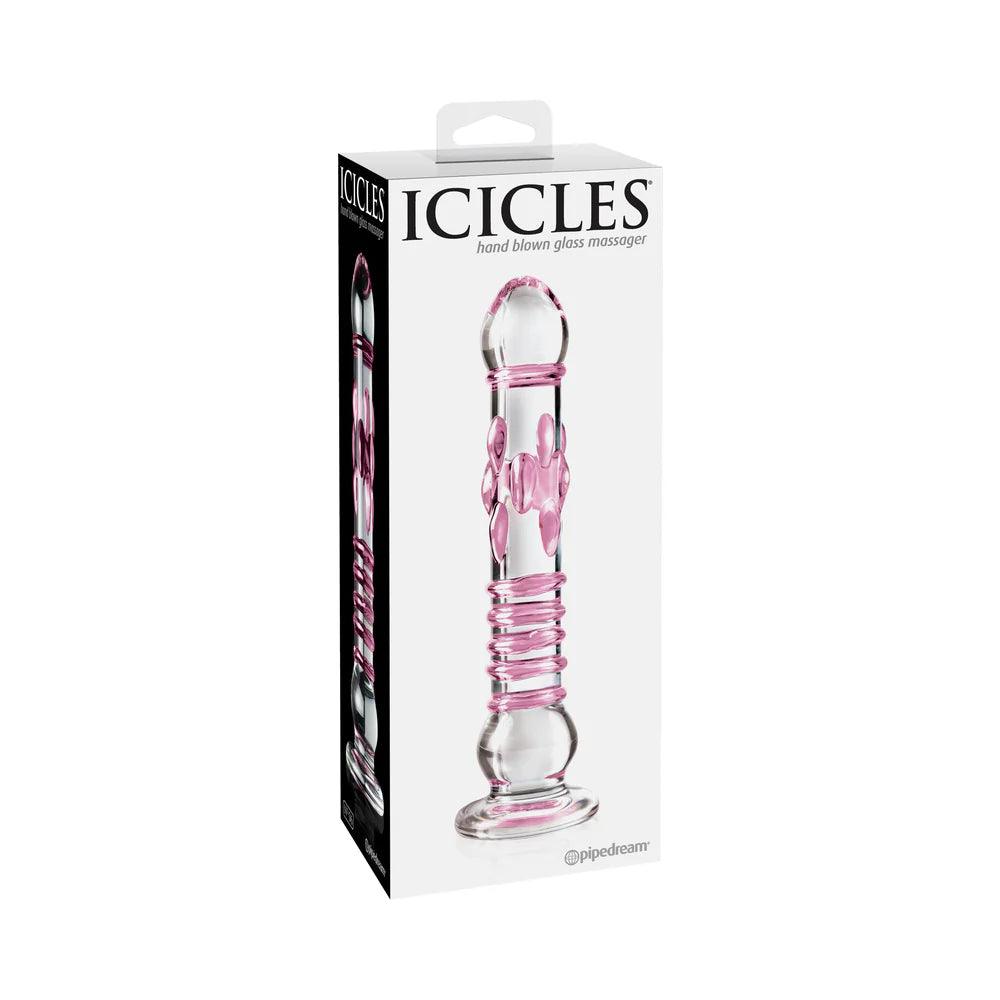 battery-operated-dildo-Pipedream Icicles No. 6 Textured 8.5 in. Glass Dildo