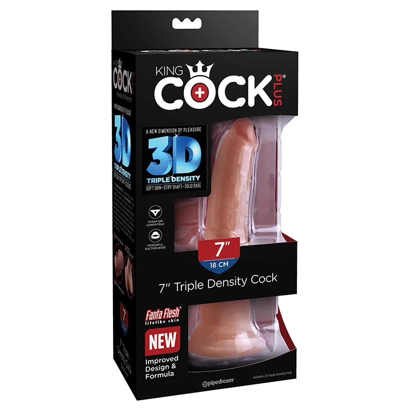 tentacle-dildo-Pipedream King Cock Plus 7 in. Triple Density Cock Realistic Dildo With Suction Cup Tan