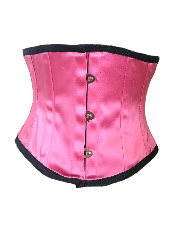 Corset and skirt set-Waspie Cincher Corset in Pink Satin