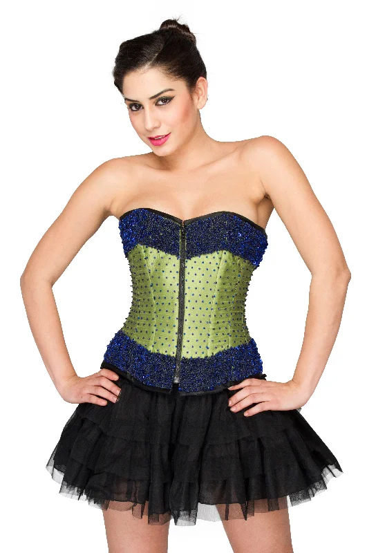 Corset in forest green-Black Satin Net Tutu Skirt