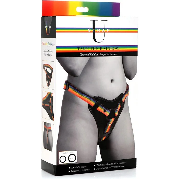 Rechargeable rabbit stimulators-Strap U ''Take The Rainbow'' Strap-On Universal Harness