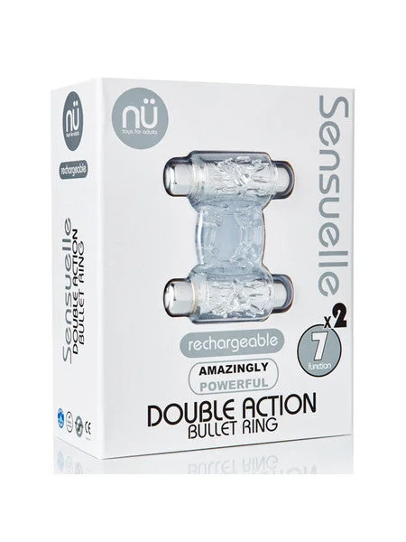 cock ring retro vibe-SENSUELLE DOUBLE ACTION RECHARGABLE COCK RING CLEAR