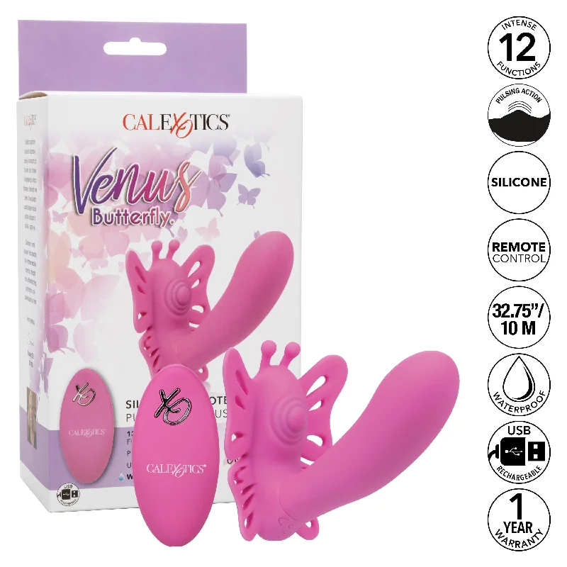 Vibrator for couples-California Exotics - Venus Butterfly Silicone Remote Pulsating Venus G Spot Vibrator (Pink)