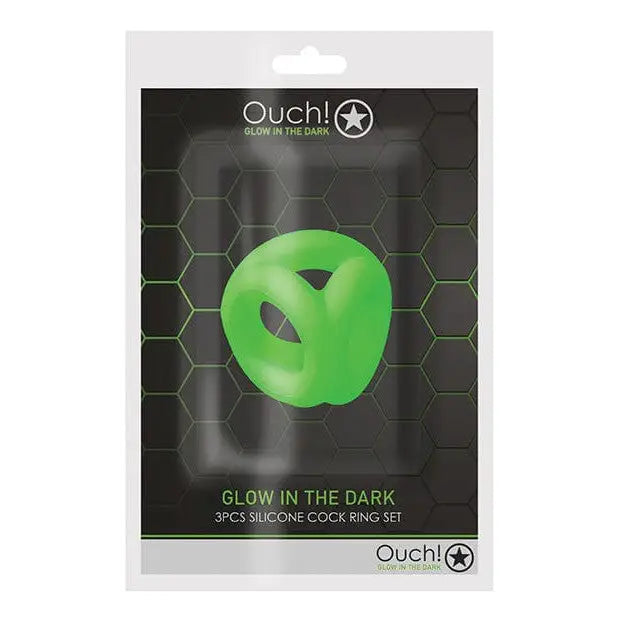 cock ring wellness-Shots Ouch Cock Ring & Ball Strap - Glow In The Dark