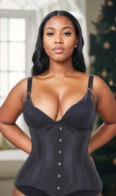 Corset for curvy figures-Plus Size Waist Trainer Taffeta Longline Corset