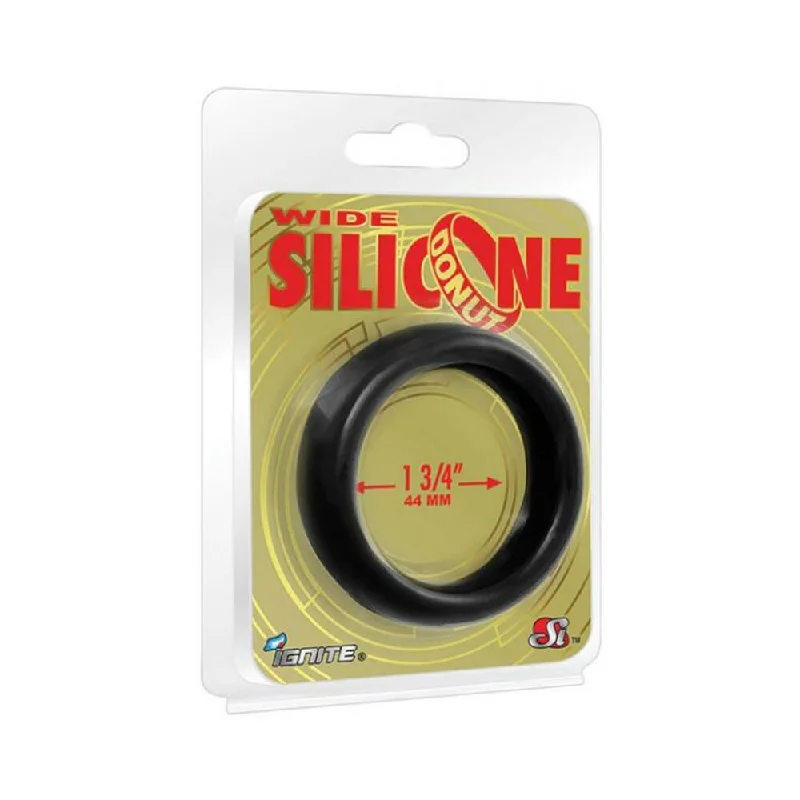 cock ring bold color-Wide Silicone Donut Black 1.75" Ring