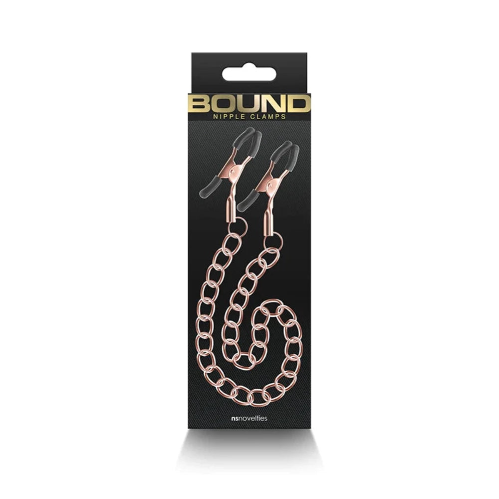 Sex toys with air pulse-Bound ''DC2'' Nipple Clamps -Rose Gold