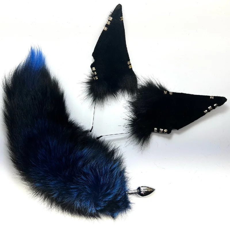 Rechargeable prostate vibes-Mystic Blue 17 Inches Fox Tail Set