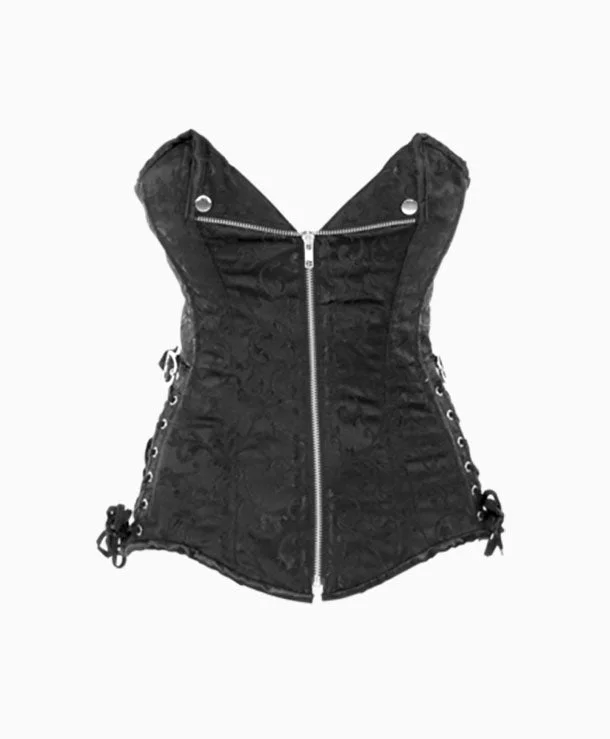 Corset top in mosaic print-Harley Corset in Black Brocade