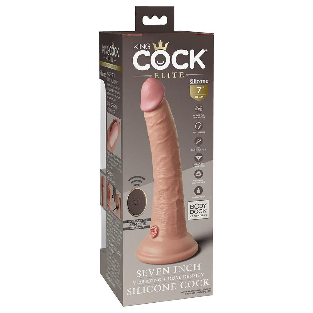 temperature-sensitive-dildo-Pipedream King Cock Elite 7 in. Vibrating Realistic Dildo With Suction Cup