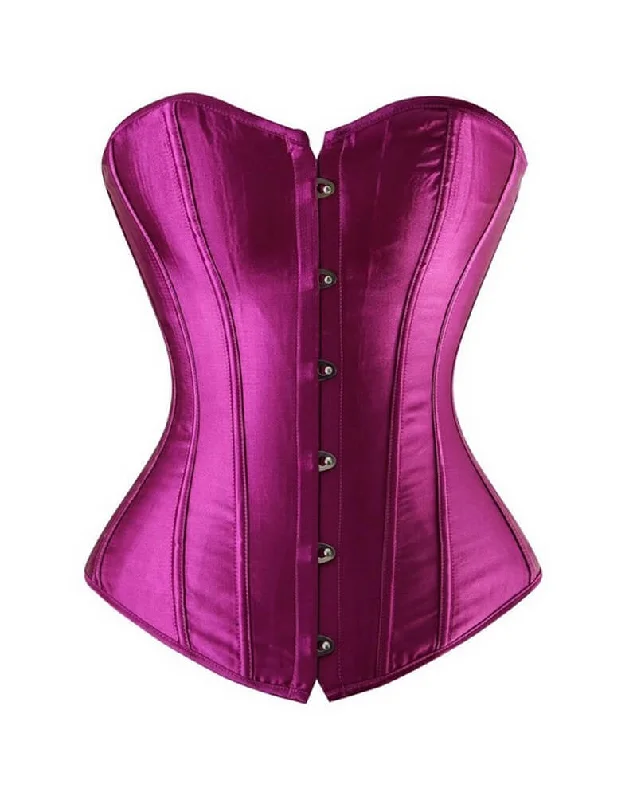 Corset for figure enhancement-Purple Satin Gothic Burlesque Corset Waist Training Overbust Bustier