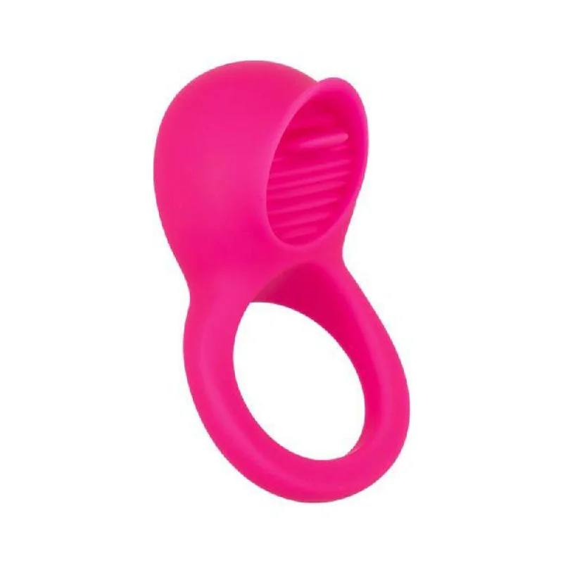 cock ring durable fabric-Teasing Tongue Enhancer Pink Vibrating Cock Ring