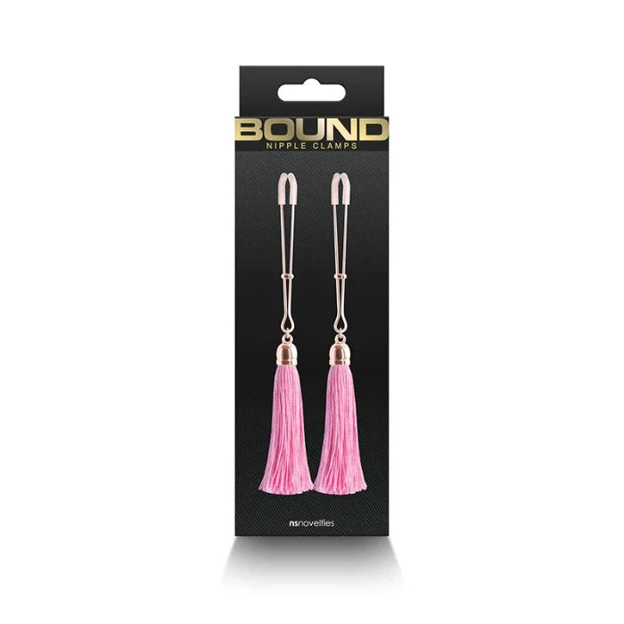 Silicone toys with suction-Bound ''T1'' Tassel Nipple Clamps –Pink