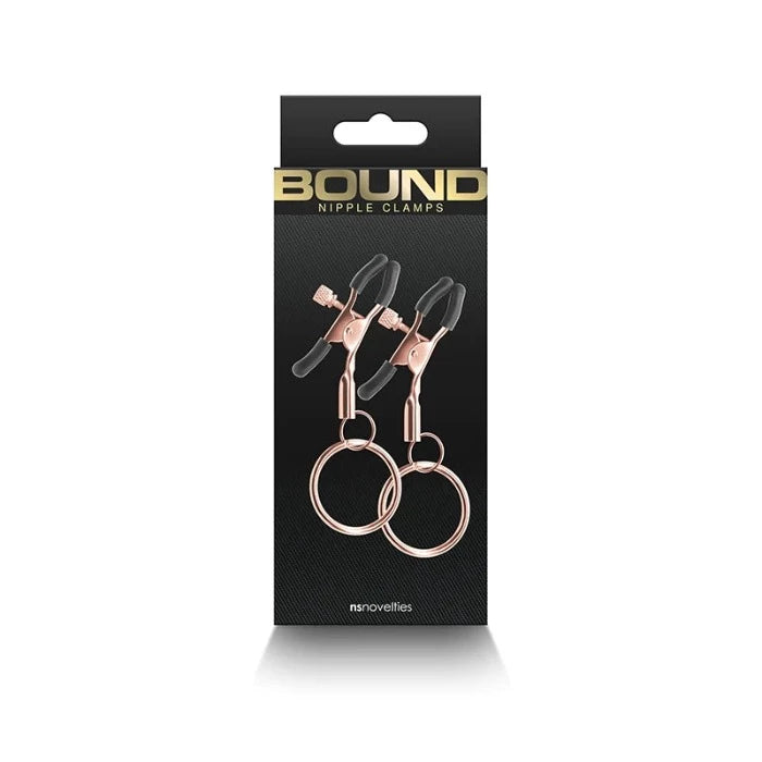 Vibrators with smooth curves-Bound ''C2'' Nipple Clamps -Rose Gold