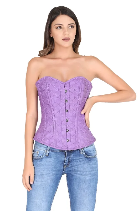 Corset in bold fuchsia-Sexy Purple Faux Leather Gothic Corset Steampunk Waist Cincher Bustier Overbust Top