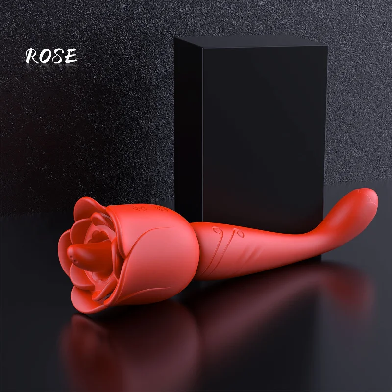 Vibrator personal joy-Clit Clamps G Spot Vibrator - 2in1 Tongue Llcking Vibrating Dildo Rose Toy