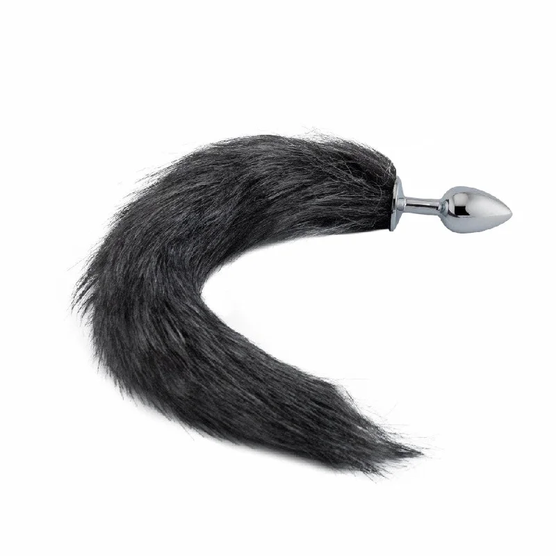 Discreet delivery sex toys-Dark Grey Fox Metal Tail, 18"