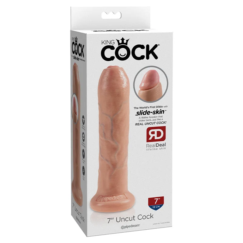 solid-dildo-King Cock 7 inches Uncut Dildo Beige