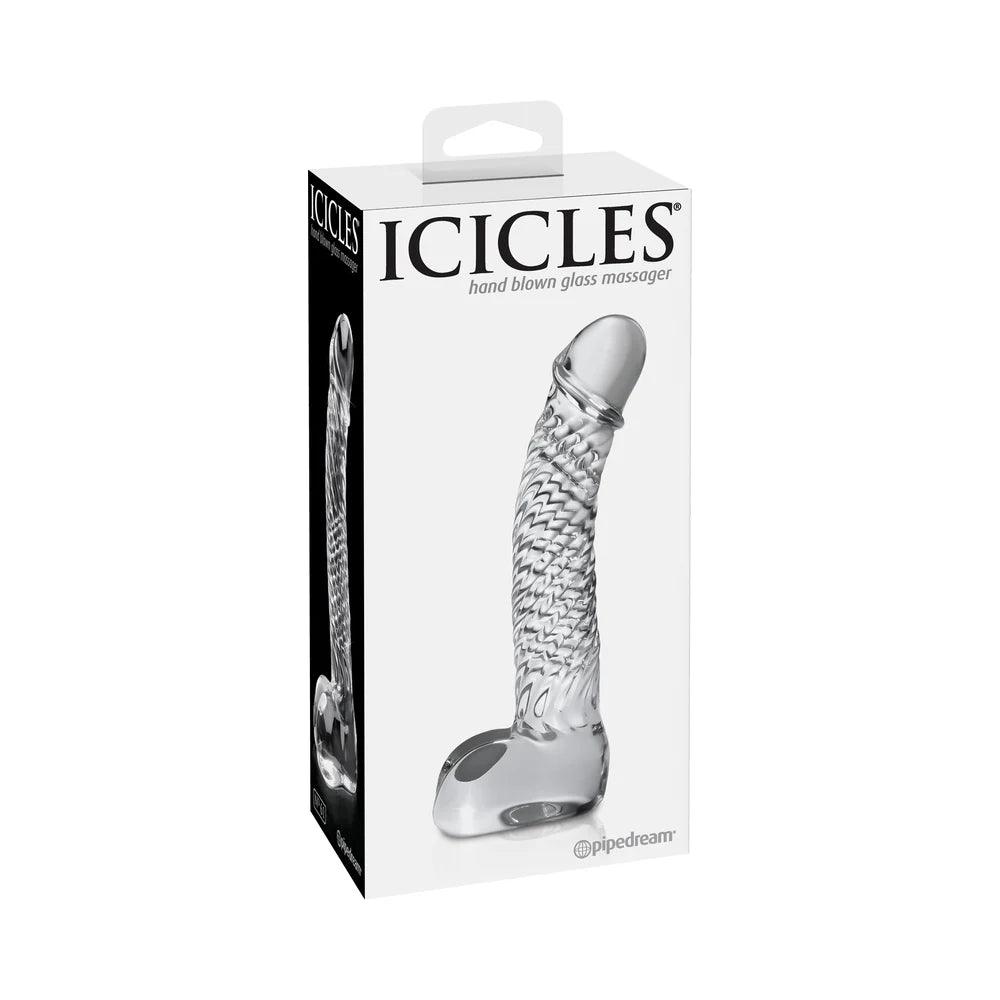 pulsing-dildo-Pipedream Icicles No. 61 Curved Textured 6.5 in. Glass Dildo