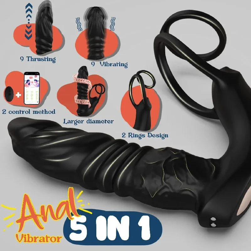 Vibrator premium design-APP Control Thrusting Dildo Butt Plug - Remoter Realistic Dildo Vibrator Cock Ring Sex Toy