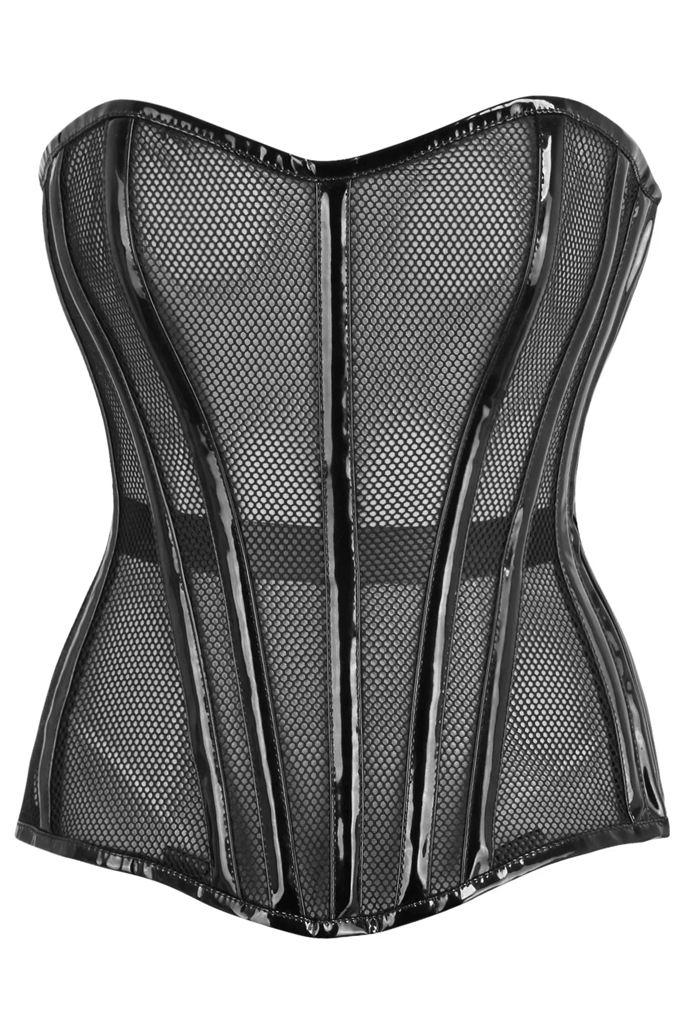 Sex toys with smooth texture-Queen Top Drawer Fishnet & Patent Steel Boned Corset