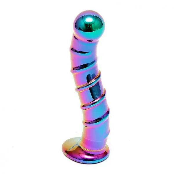 UV-reactive-dildo-Rimba 6.75-inch Sensual Multi-coloured Curved Glass Dildo